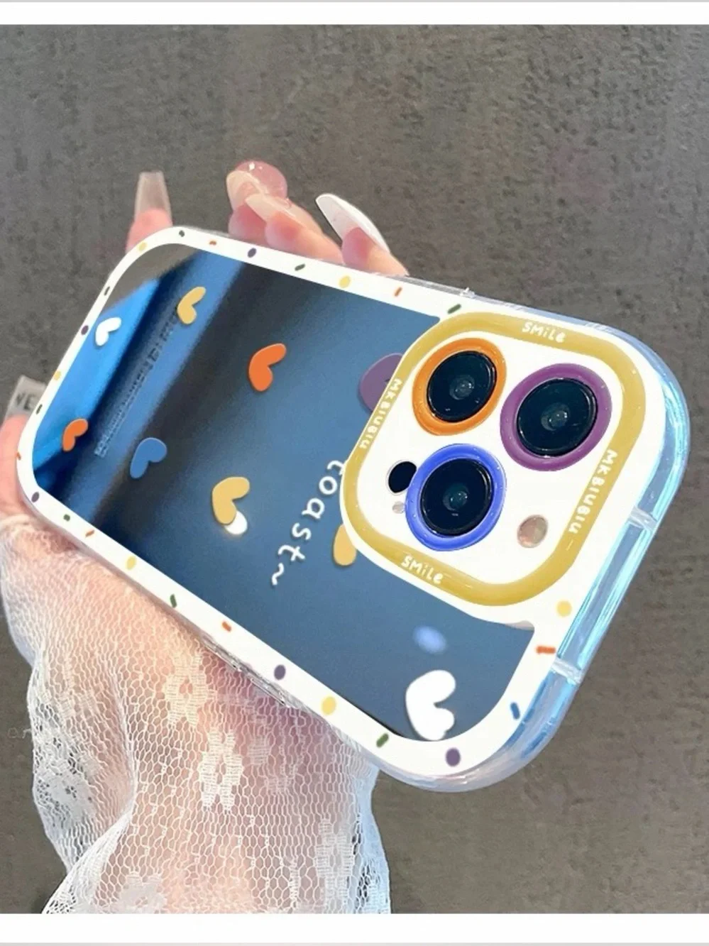 cute iphone 15 pro max case with mirror on the back